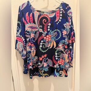 Democracy Floral Paisley Blouse - Blue and Pink